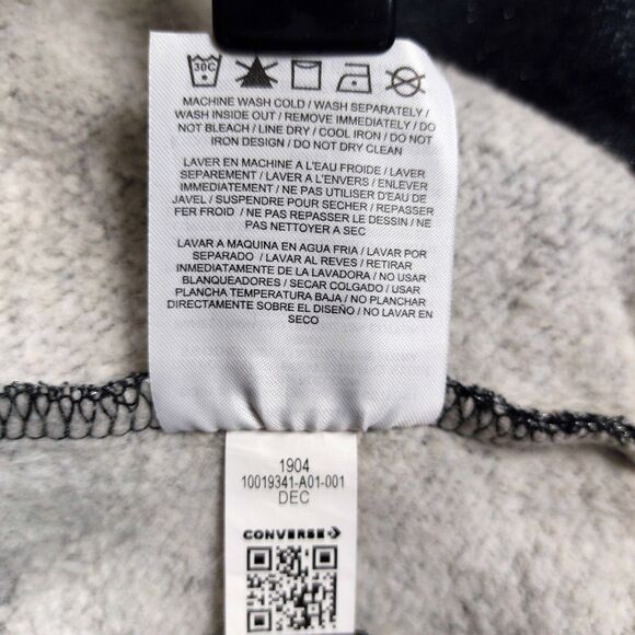 Converse Women’s XL Black Gray Metallic Logo Sweatshirt Fleece Lined Pullover - Picture 11 of 11